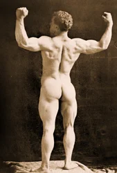 Eugen Sandow, in klassischer antiker griechisch-römischer Pose, ca. 1893